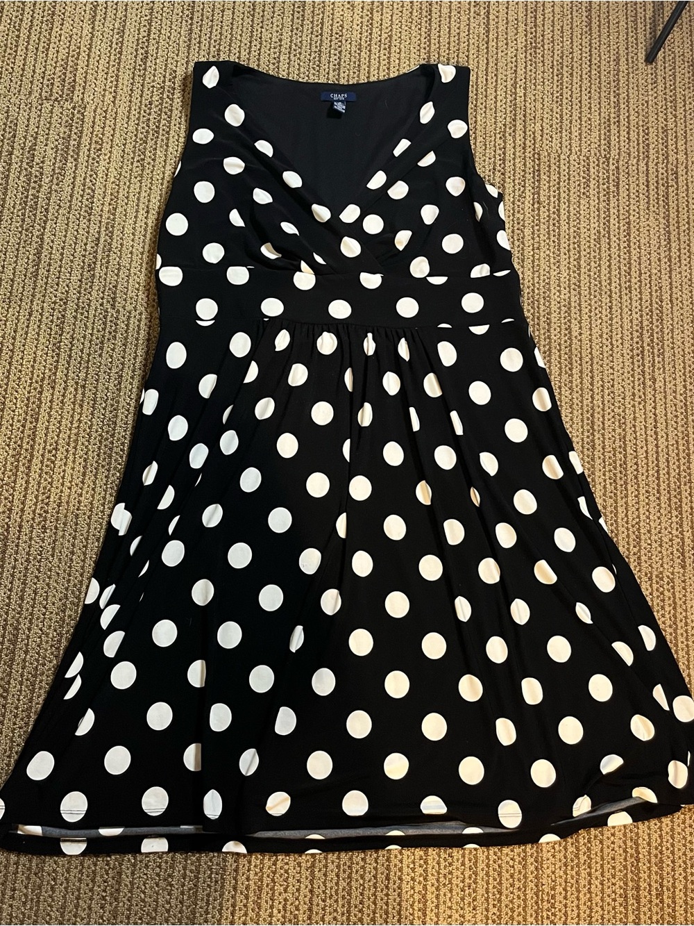 Chaps Black and White Polka Dot Dress